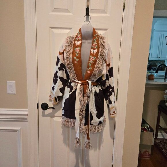 Stellah Free People Elliot Fringe Belted Cardigan Size Small - Picture 4 of 14